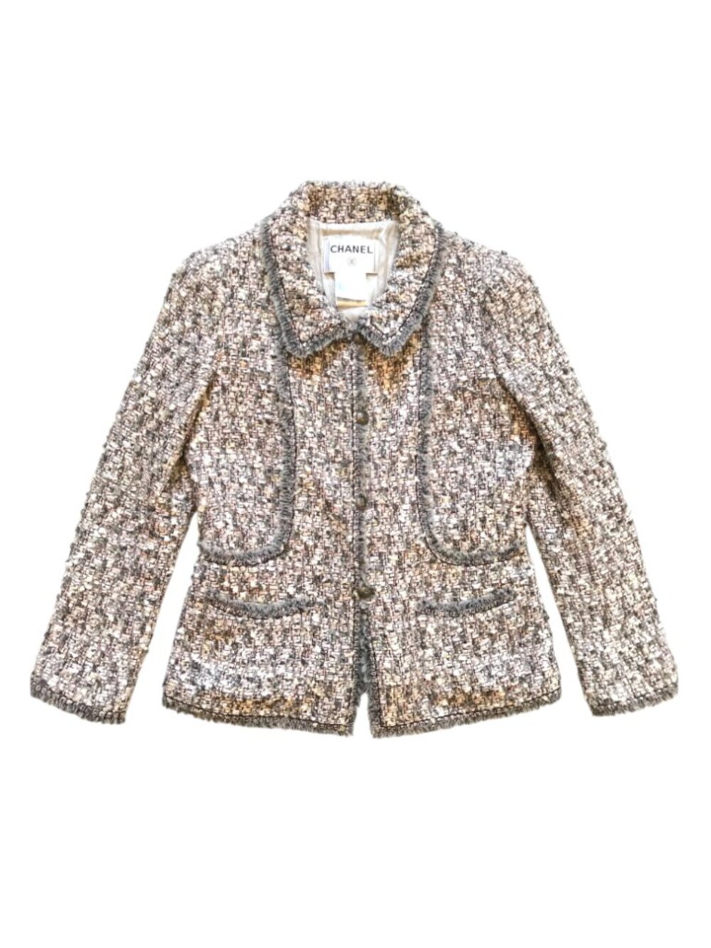 Chanel Lesage Tweed Blazer Jacket Womens 40 US 6 Pink Gray Vintage 2004 Runway - Picture 14 of 14